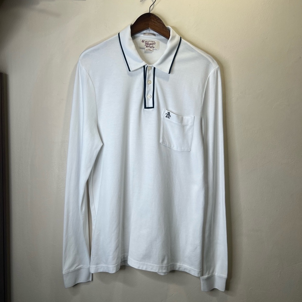 PENGUIN Organic Cotton Pique Long Sleeves Heritage Slim-Fit Polo Size L